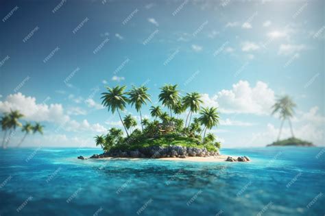 Premium AI Image | Robinson Crusoe island with palm trees