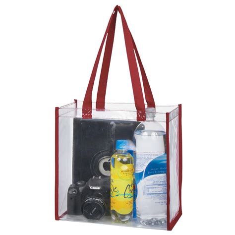 Clear PVC tote bags with colorful trim-H3600