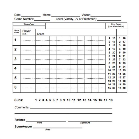 Printable Volleyball Stat Sheets