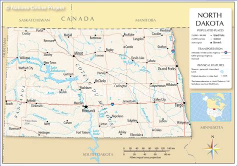 Reference Maps of North Dakota, USA - Nations Online Project
