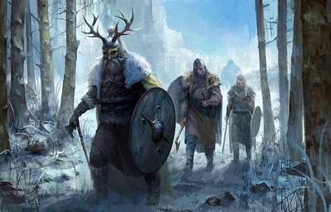 Shield Vikings Helmet Warriors Winter Fantasy HD wallpaper | Pxfuel