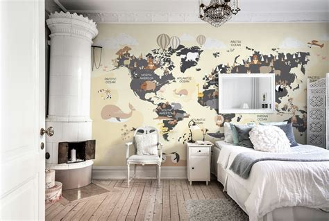 Playroom World Map wallpaper - Happywall