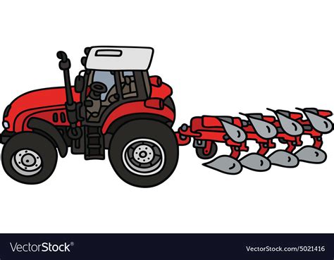 Tractor with a plow Royalty Free Vector Image - VectorStock