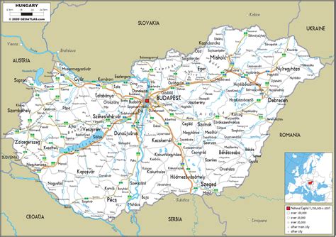 Hungary Road Wall Map by GraphiOgre - MapSales