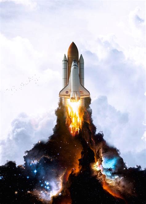 Wall Art Print | Space Launch Rocket in Sky | UKposters