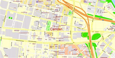 Printable Map Camden and neighborhoods NJ exact City Plan Illustrator