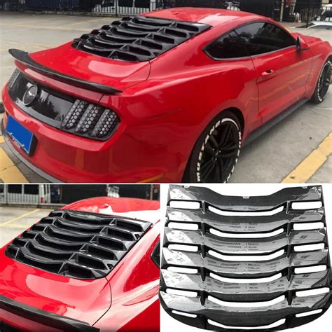 ABS / Carbon Fiber Cover Rear Windshield For 2015 2018 Ford Mustang Bodykit Window Louver Racing ...