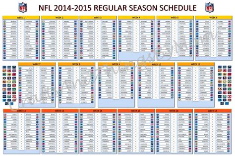 Printable Nfl Schedule All Teams