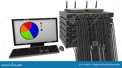 Switch Rack With Cables And Routers Stock Illustration - Illustration ...