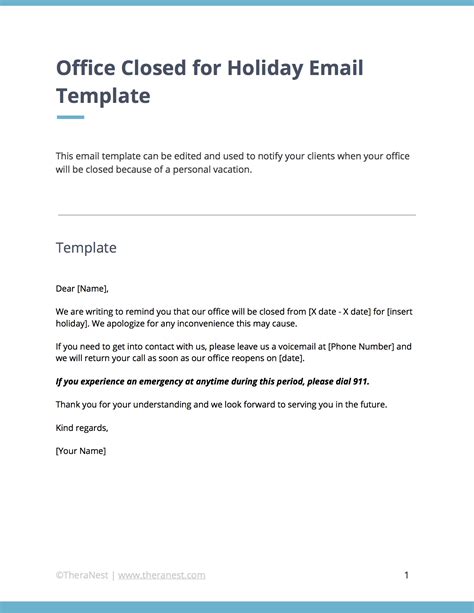 Office Closed For Holiday Message Template