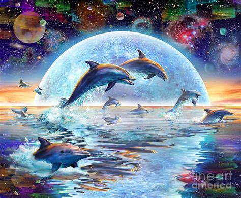 Dolphins by Moonlight by MGL Meiklejohn Graphics Licensing | Dolphin ...