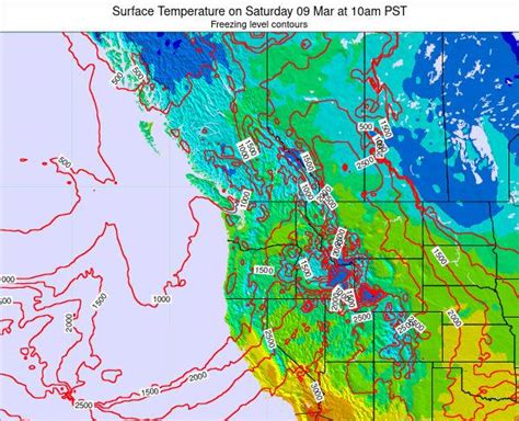 Washington Surface Temperature on Wednesday 24 Feb at 4am PST