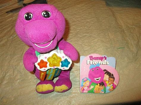 2002-BEST MANNERS SINGING BARNEY 9'' TALL,3 COLORED STARS LIGHT & Book ...