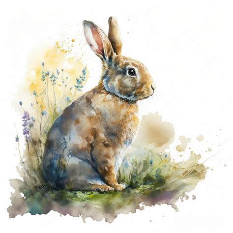 Premium Photo | A painting of a rabbit that is painted in watercolor