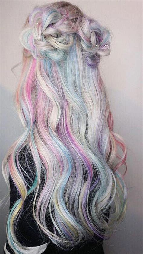 Light Pastel Rainbow Hair Inspiration For Summer in 2020 | Pastel rainbow hair, Holographic hair ...