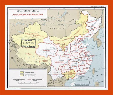 Autonomous regions map of Communist China - 1959 | Maps of China | Maps of Asia | GIF map | Maps ...