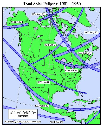 NASA - Maps of Solar Eclipses in North America