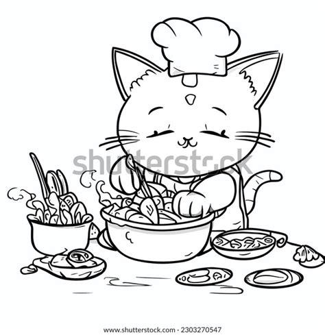 Cute Cat Chef Cooking Cartoon Vector Stock Vector (Royalty Free ...