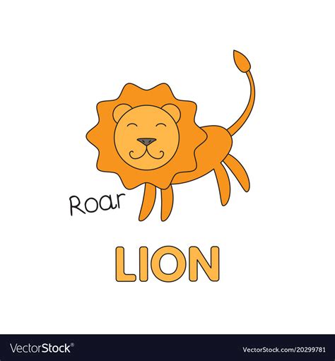 Cartoon lion flashcard for children Royalty Free Vector