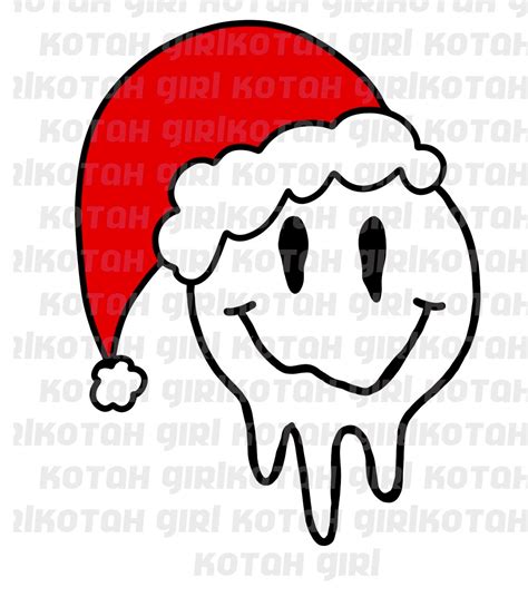 Santa Hat Smiley Face Drippy SVG PNG Digital Download - Etsy in 2022 ...