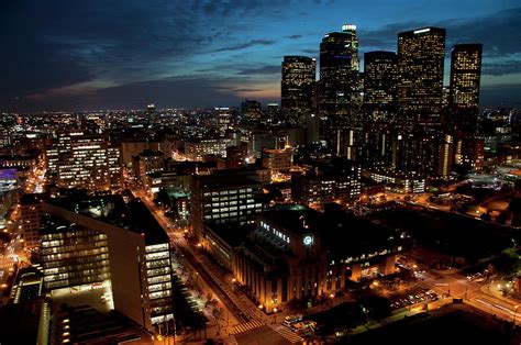 Downtown Los Angeles At Night by Mitch Diamond