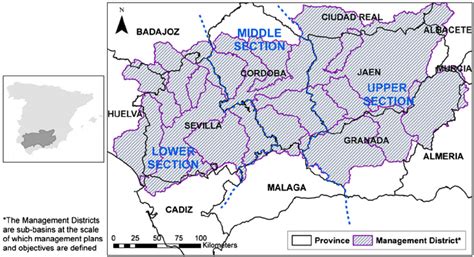 Localization of the Guadalquivir river and the management districts ...