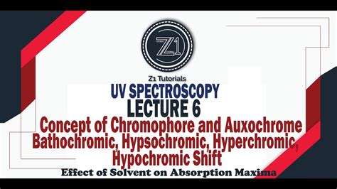 Chromophore, Auxochrome, Bathochromic, Hypsochromic shift & Effect of Solvent | Lecture 6 ...