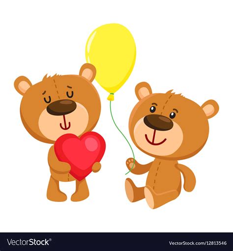 Two cute teddy bear characters birthday party Vector Image