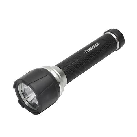 Husky 1000 Lumens LED Virtually Unbreakable Aluminum Flashlight 6 AA Battery Required 19FL0604 ...