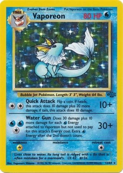 Pokemon Jungle Single Card Rare Holo Vaporeon 12 - ToyWiz