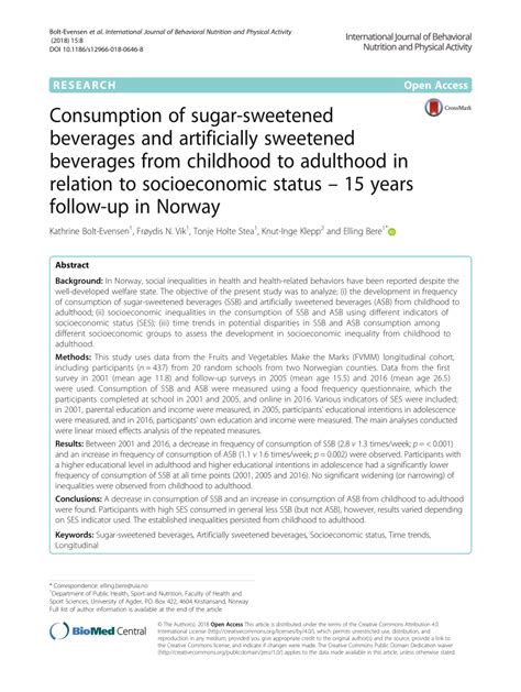 (PDF) Consumption of sugar-sweetened beverages and artificially ...