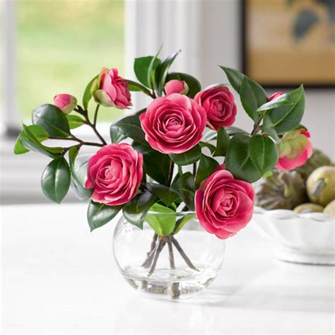 Pink Camellia Arrangement, Faux Flowers - BrandAlley