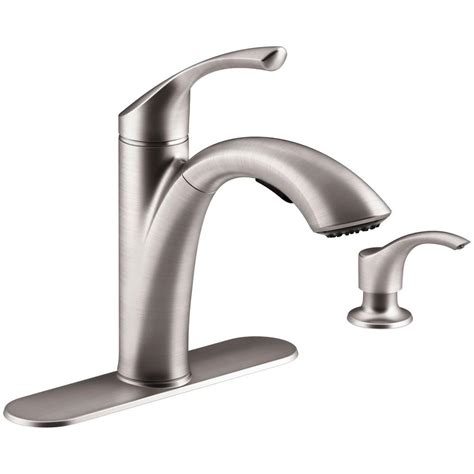 KOHLER Mistos Single-Handle Pull-Out Sprayer Kitchen Faucet In Stainless Steel-K-R72510-SD-VS ...