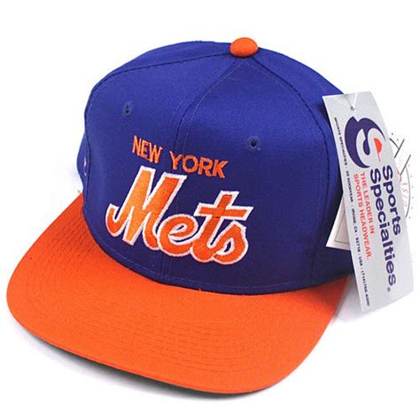 Vintage Snapback Snap Back Hat New York Mets Sports Specialties Script 90's Wool New With Tags ...