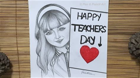 Easy Way to Draw Teacher's Day Drawing // How to Draw a Girl with Placard // Pencil Sketch - YouTube