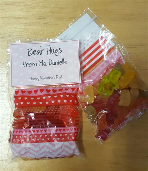 Valentines from Teacher to Students: Gummy bears ("Bear Hugs ...