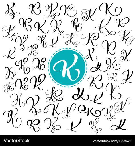 Set of hand drawn calligraphy letter k Royalty Free Vector