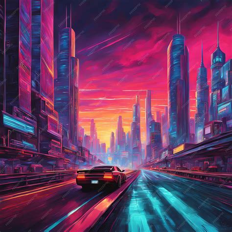 Premium Photo | Retro Cyberpunk City Streets