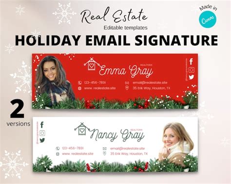 Real Estate Holiday Email Signature Templates Christmas Email - Etsy