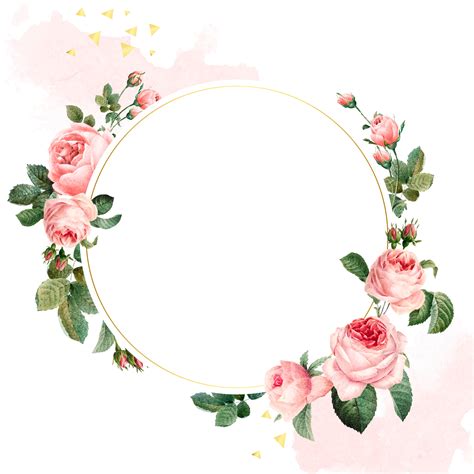 Blank round pink roses frame vector on white and pink background - Download Free Vectors ...