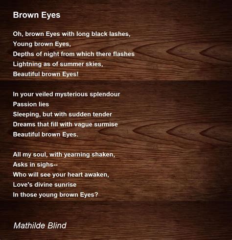 Brown Eyes - Brown Eyes Poem by Mathilde Blind