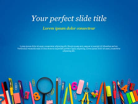 School Supplies on Blue Background Presentation Template for PowerPoint ...