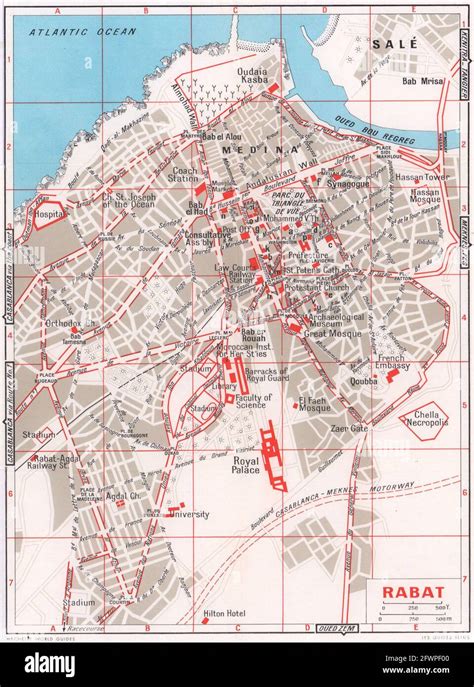 Rabat vintage town city tourist plan. Morocco 1966 old vintage map ...