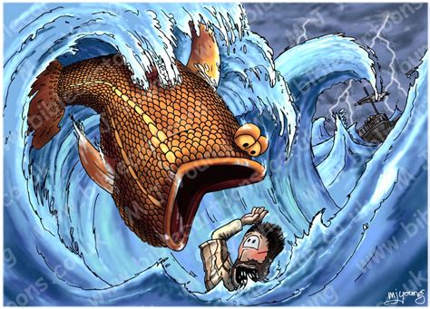 Bible Cartoons: Jonah 01 - Scene 05 - Big fish (Blue version)