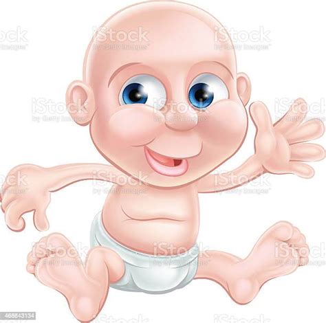 Happy Cartoon Baby Waving Stock Illustration - Download Image Now - 12 ...