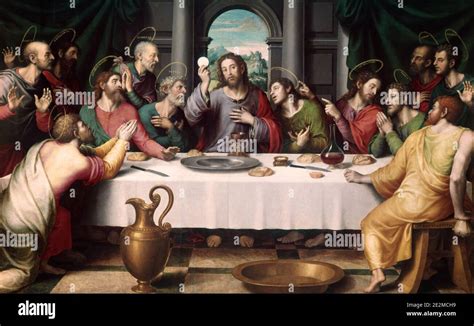 1500s 1560s CHRIST AND HIS APOSTLES PAINTING OF THE LAST SUPPER BY JUAN ...