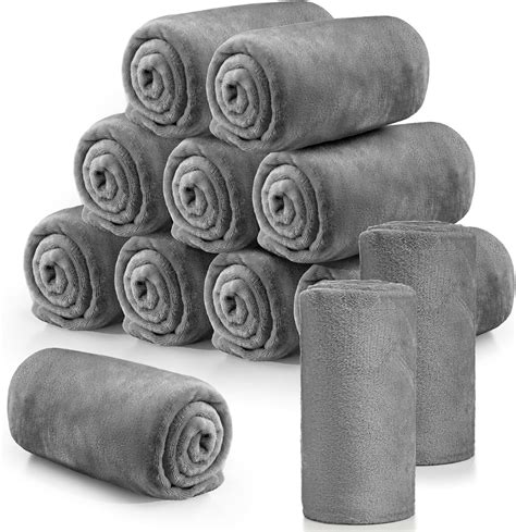 Amazon.com: Tinideya 12 Pcs Flannel Fleece Throw Blanket Bulk 50 x 60 Inch Soft Fleece Blanket ...