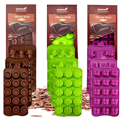 Silicone Chocolate Candy Molds, 3-Pack Set, Non-Stick Candy & Ice Cube Molds, Choice of Three ...