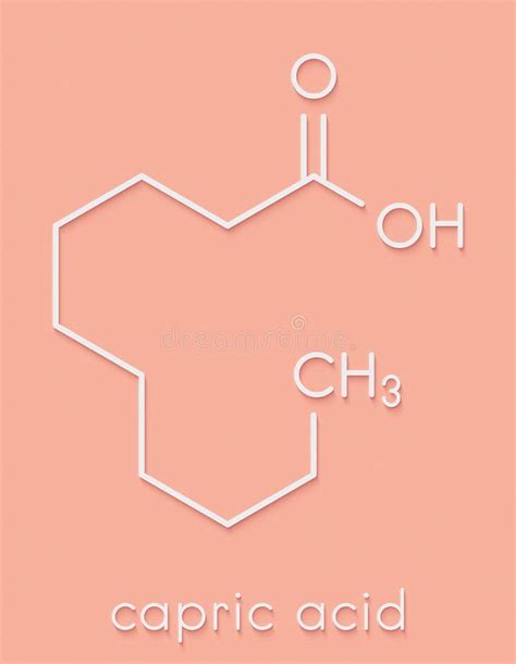 Capric Decanoic Acid Molecule. Common Saturated Fatty Acid. Skeletal Formula. Stock Vector ...