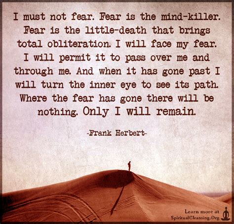 I must not fear. Fear is the mind-killer. Fear is the little-death that brings total ...